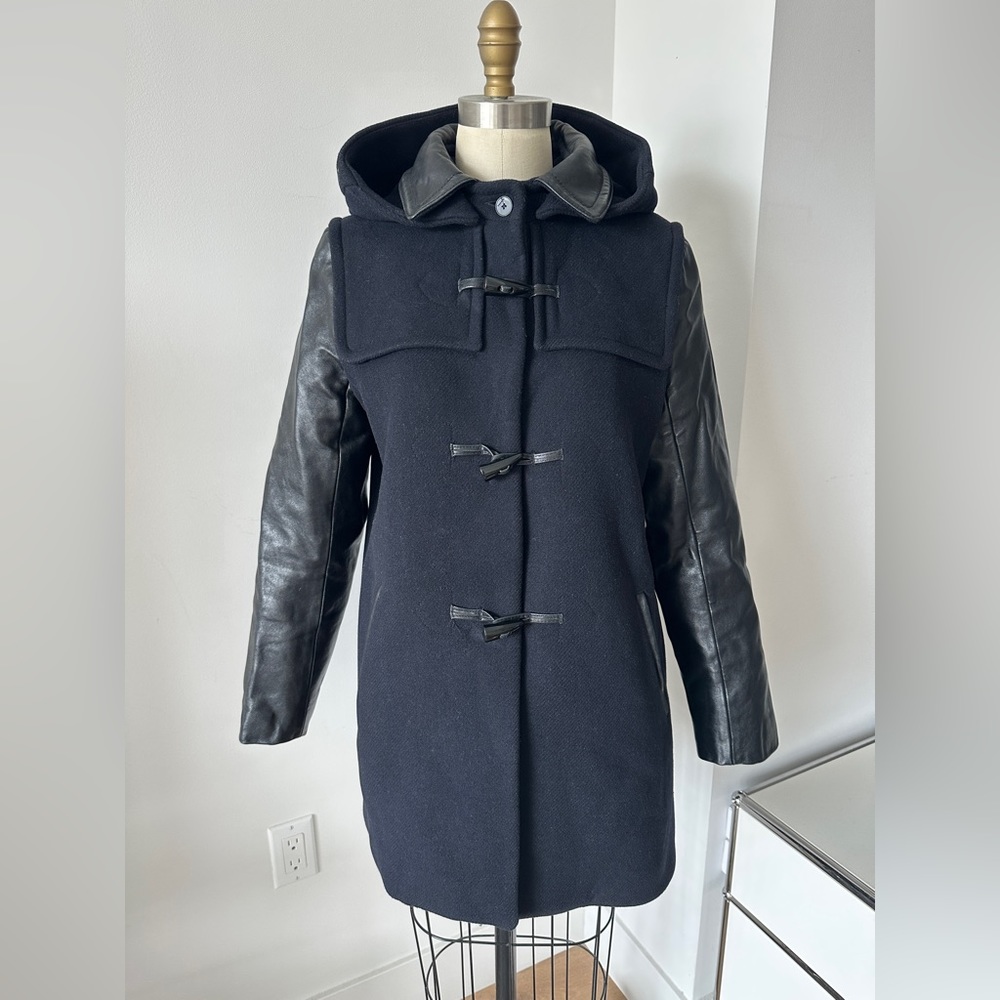 SANDRO Navy & black hooded coat - size 40 (women’s 4-6)
